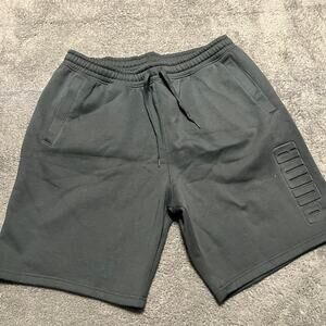 Puma Shorts Mens XL Sweat Cotton Gym Logo Gray Green